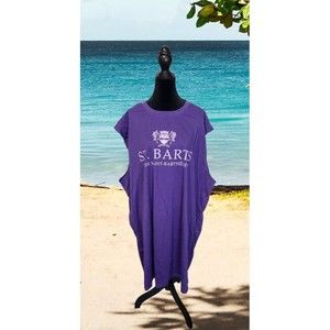 Womens 3x Issac Morris Swim Suit Cover. St Barts Purple T Shirt Material Maxi